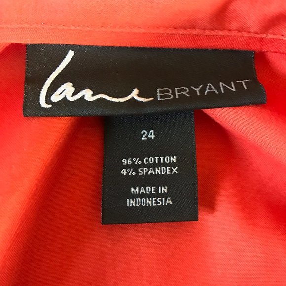 LANE BRYANT 24 Polished Cotton Blouse/Vintage - Picture 3 of 4
